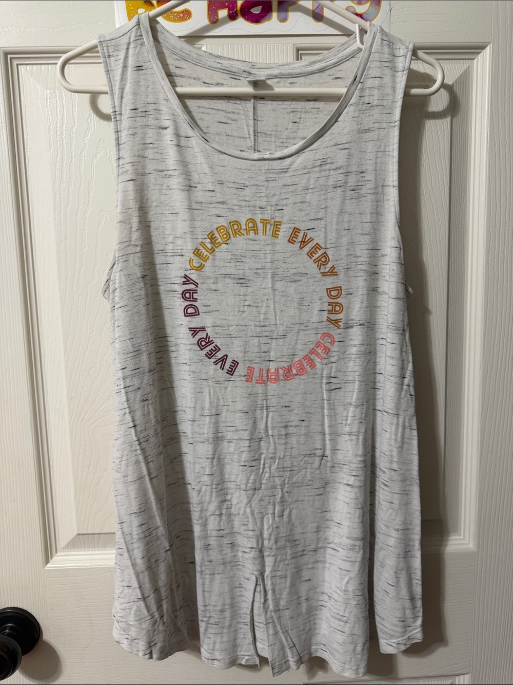 Old Navy White Heather 'Celebrate Every Day' Sleeveless Tank